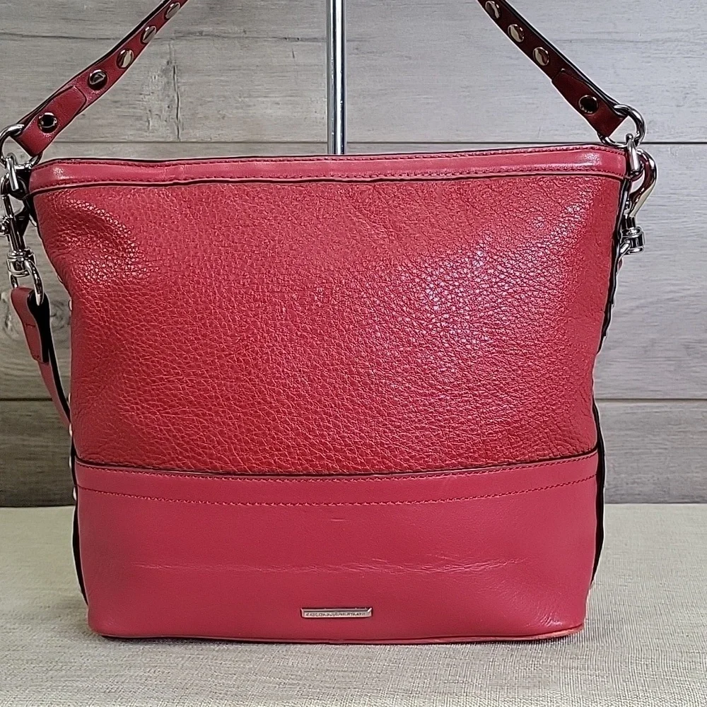 Rebecca Minkoff Blythe Red Studded Leather Shoulder Bag Purse Handbag